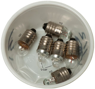 No. 112, No. 131
& "2-Cell" LED, all E10 base