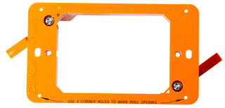 Carlon
                  SC100RR has 4 holes for marking the wall opening.