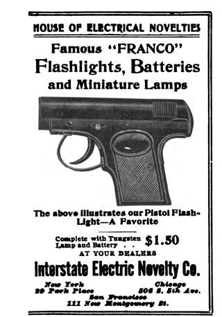 Franco Pistol Flashlight Interstate
Electric Novelty