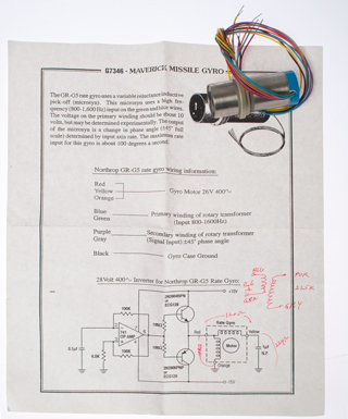 Northrop Corp, Rate Gyroscope, Precision Products
                  Division p/n is 67514-301, NSN: 1430-00-186-7822