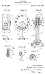 1331163 Stem winding and setting clock, Walter K
                  Menns, Boston Clock Co, 1920-02-17