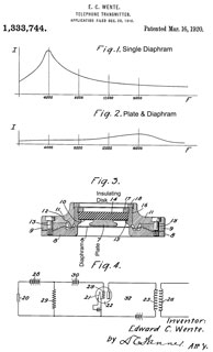 1333744
                      Telephone-transmitter, Edward C Wente, Western
                      Electric, Mar. 16, 1920