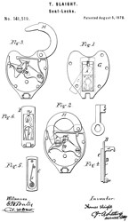 141519
                      Seal-Locks,Thomas Slaight, 1878-08-05, - This is
                      the Slaymaker Bureau of Industrial Alcohol
                      padlock.