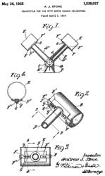 1539027
                      Projectile for use with depth-charge projectors,
                      Stone Andrew Jackson, American Ordnance Corp,
                      (Wiki: 1914 - 1918), App: 1919-04-03, W.W.I, Pub:
                      1925-05-26, -