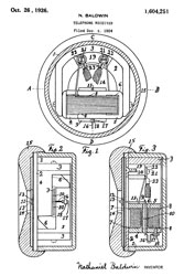 1604251
                      Telephone receiver, Nathaniel Baldwin, Oct 26,
                      1926, 381/418, 381/419