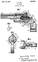 1624086 Toy
                        Firearm, James H. Wily, Apr 12 1927, 42/54 -
                        pistol using calcium carbide, looks like
                        revolver