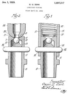 1697217 Lubricant
fitting, Oscar U Zerk, Alemite Mfg, 1929-01-01