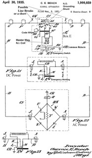 1999859 Signal
                      apparatus, Clarence E Beach, Gamewell Corp,
                      1935-04-30