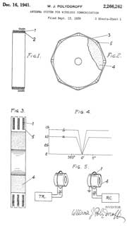 2266262 Antenna
                  system for wireless communication, Wladimir J
                  Polydoroff, 1941-12-16