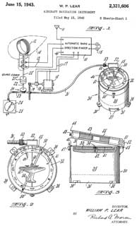 2321606 Aircraft
                navigation instrument, William P Lear, Lear Aviation,
                App: 1940-05-15, Pub: 1943-06-15