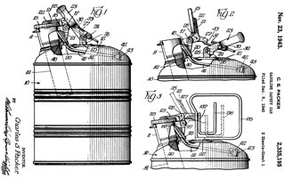 2335195 Gasoline
                    safety can, Charles S Packer, 1943-11-23