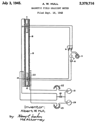 2379716
                      Magnetic field gradient meter, Albert W Hull, GE,
                      App: 1943-09-16,