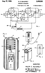 2406583
                      Portable apparatus, Ralph C Blauvelt, Zenith
                      Electronics, App: 1943-04-12, W.W.II, Pub:
                      1946-08-27, - A2A hearing aid