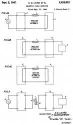 2426622
                              Magnetic field detector, Arthur G Laird,
                              Slonczewski Thaddeus, Bell Labs, App:
                              1944-09-21, W>W.II, Pub: 1944-09-21