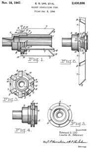2430896 Rocket
                  stabilizing fins, Edward G Uhl, Leslie A Skinner, Sec
                  of War, App: 1944-01-08, (W.W.II), Pub: 1947-11-18