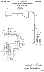 2520592
                      Telephone test set with line resistor, Anthony L
                      Wronke, 1950-08-29