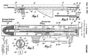 2563969 Toy spring
                  rocket launcher, Leslie A Skinner, 1951-08-14