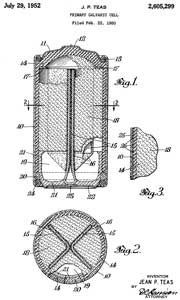2605299 Primary
                      galvanic cell, Teas Jean Paul, Union Carbide,
                      1952-07-29