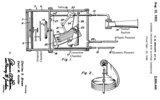 2606444
                      Air-speed indicator with altitude correction,
                      Charles S Brown, Cecil M Hunter, Hunter Co,
                      1952-08-12