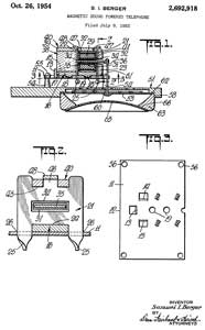 2692918
                      Magnetic sound powered telephone, Samuel I Berger,
                      1954-10-26