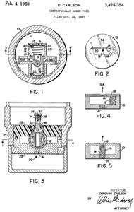 3425354 Centrifugally armed fuze, Donovan
                  Carlson, Honeywell, App: 1967-10-30