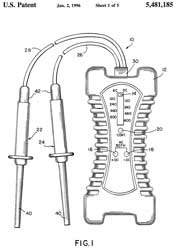 5481185
                      Solenoid, type voltage, polarity and continuity
                      tester, Peter B. Lane, William M. Hinz, GB
                      Electrical, 1996-01-02