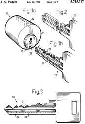 5715717
                        Cylinder lock and key combination including a
                        profiled key, Bo Widen, (Schlage),1998-02-10