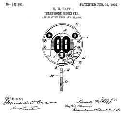 843891
                      Telephone-receiver, Howell W Haff, Kelley M
                      Turner, (Acousticon Dictograph) 1907-02-12,
                      -ON-Off switch