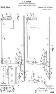 938285
                      Electric-signal recorder, Nathan H Suren, Gamewell
                      Fire Alarm Telegraph Co., Oct 26, 1909