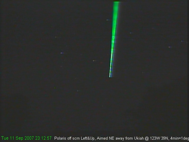 Green Laser pointed about parallel with camera and offset a souple of inches.